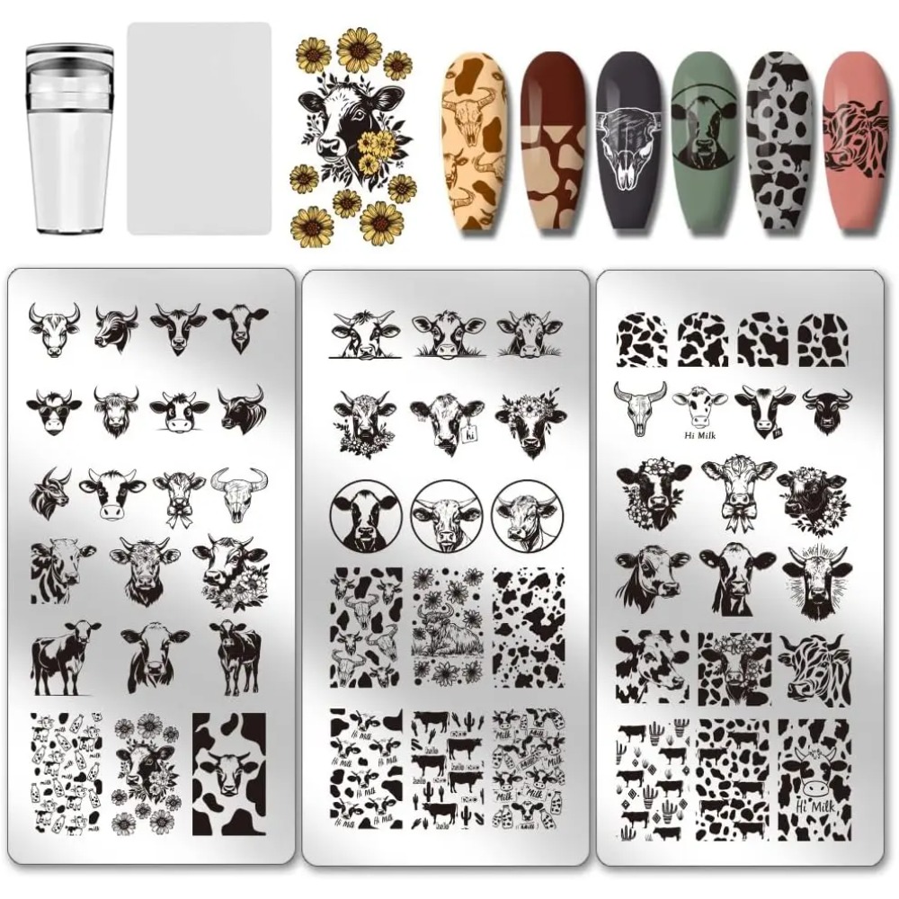 Nail Art Stamping Kit - 3 szt. Płytek do stemplowania paznokci