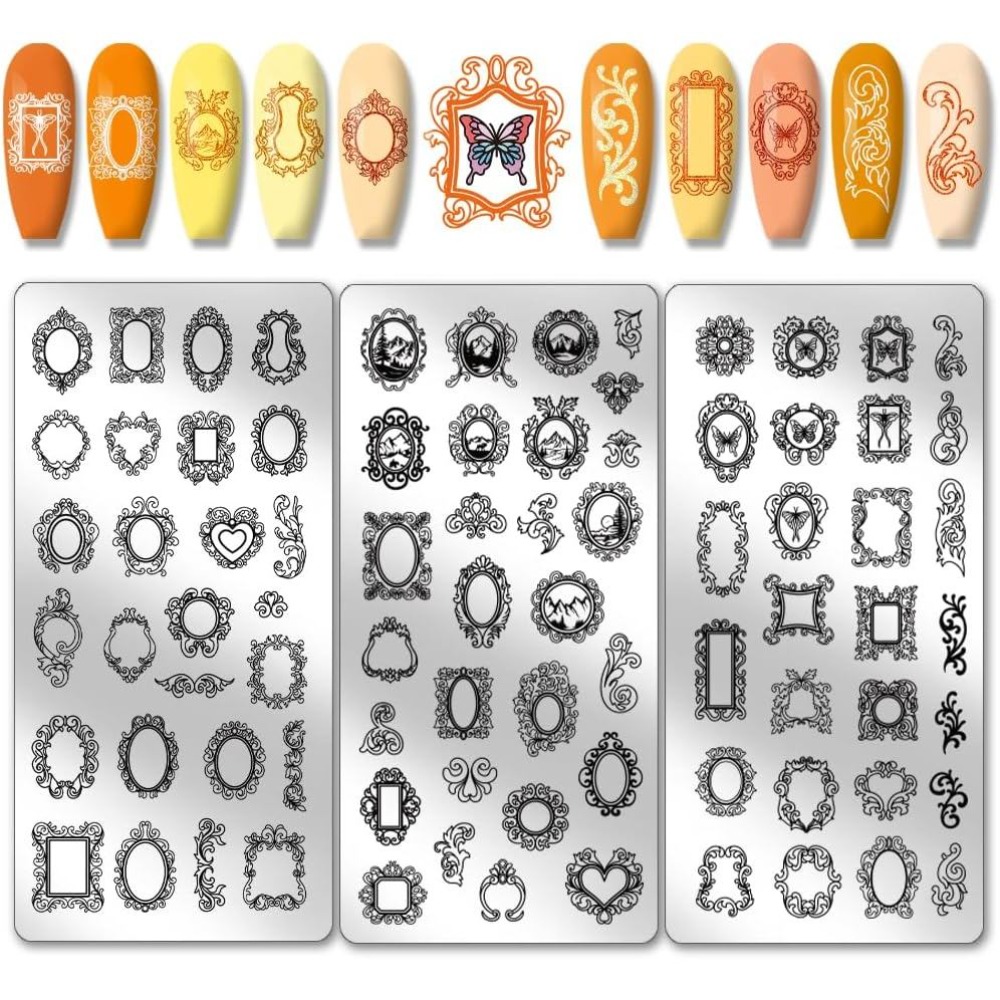 Nail Art Stamping Kit - 3 szt. Vintage Płytki do Stemplowania