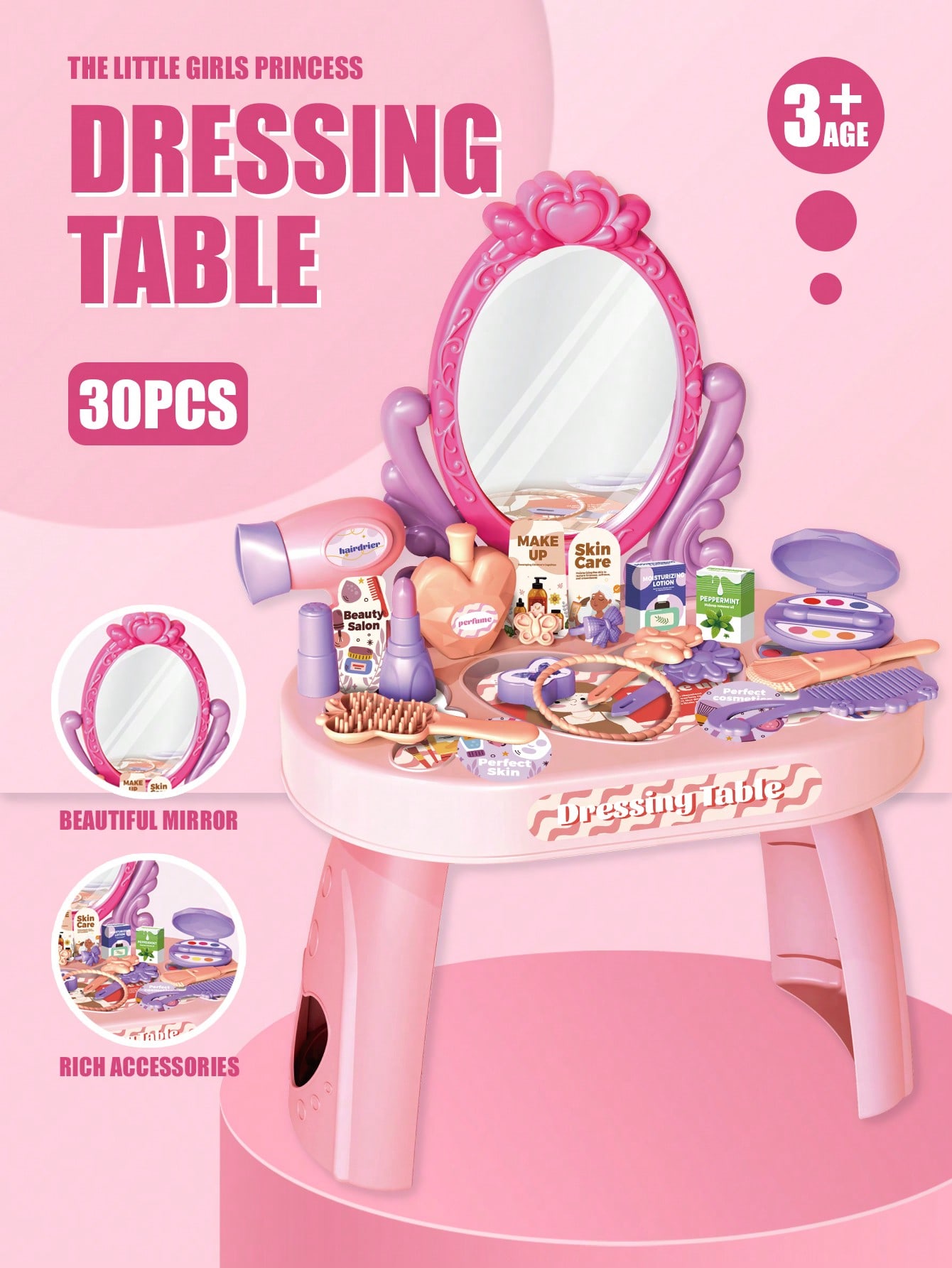 Beauty Makeup For Kids - Zestaw toaletki dla dzieci z lustrem