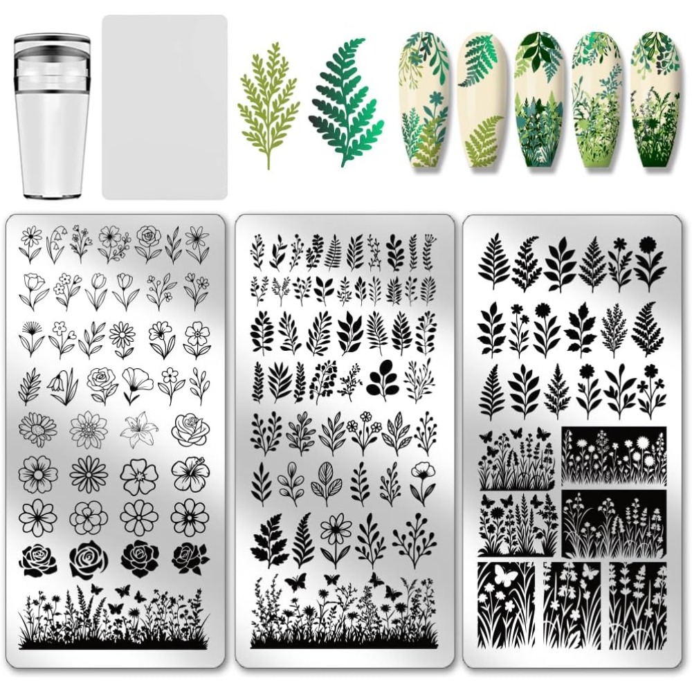 Nail Art Stamping Kit - 3 szt. Płytek do stemplowania paznokci