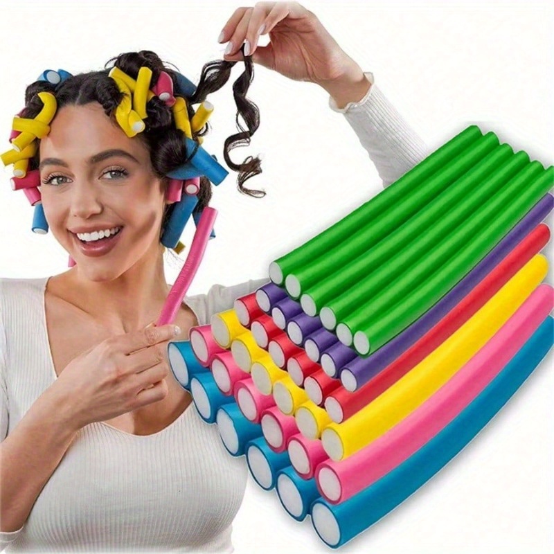 Hair Curling Wand - 10 szt. elastycznych, bezgrzeliwych wałków do