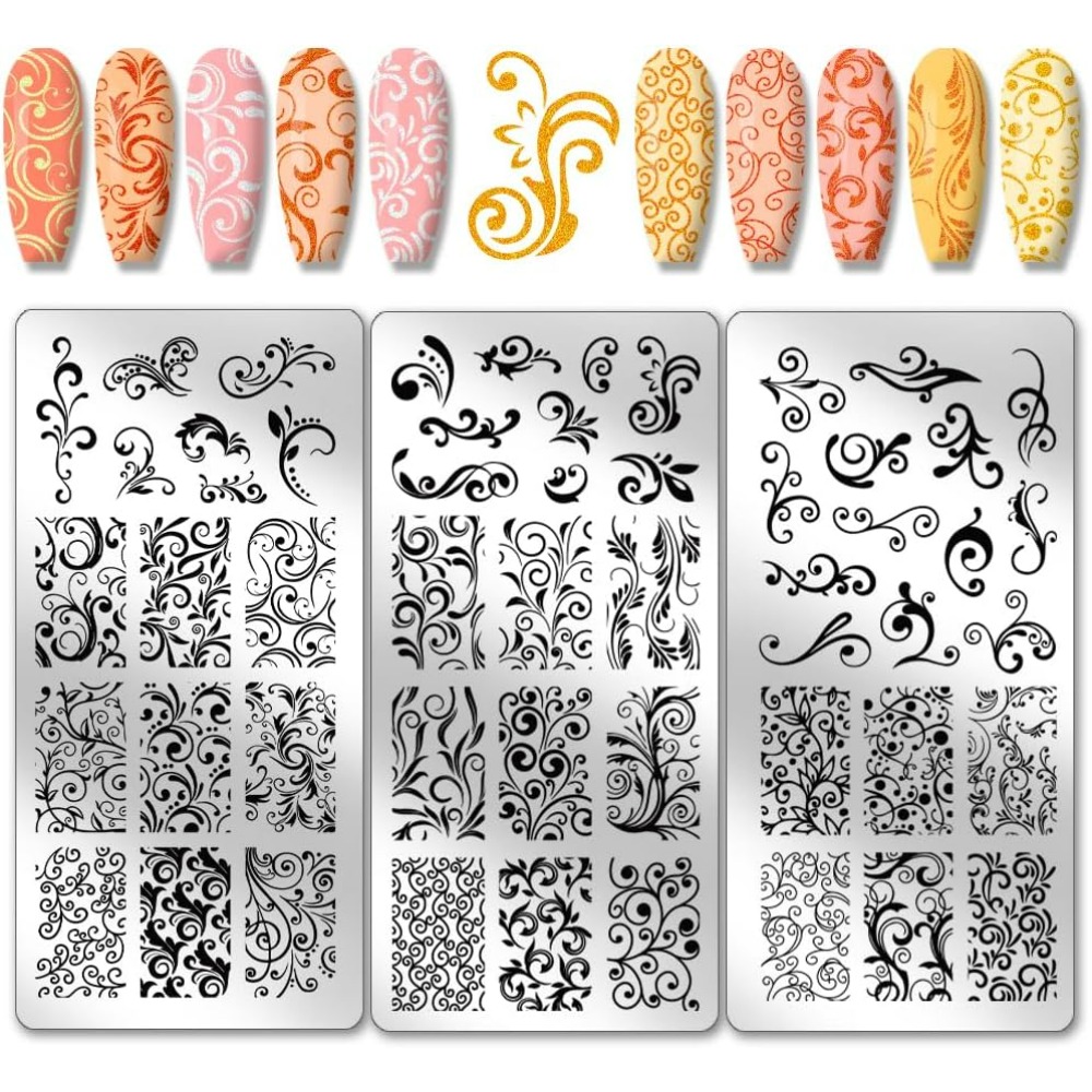 3 szt. Wzór wirowy szablony do – Nail Art Stamping Kit recenzja i cena